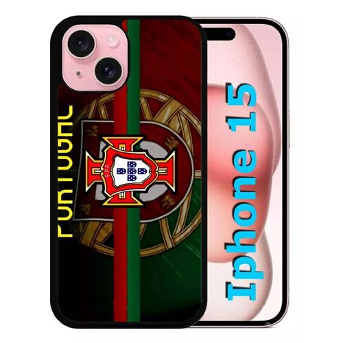 Coque Pour Iphone 15 - Portugal Design One - Silicone - Noir