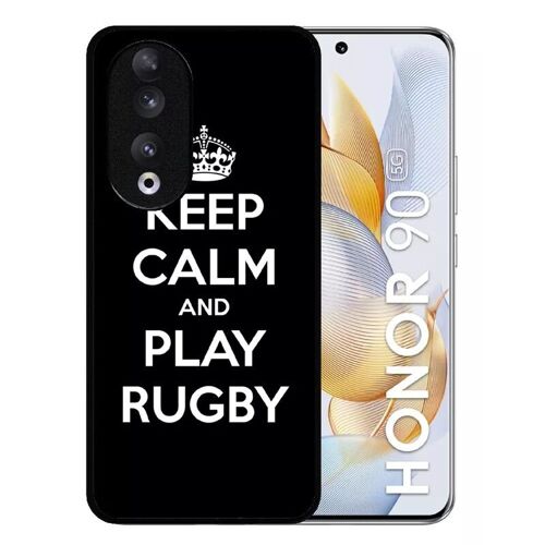 Coque Pour Honor 90 - Keep Calm And Play Rugby - Silicone - Noir
