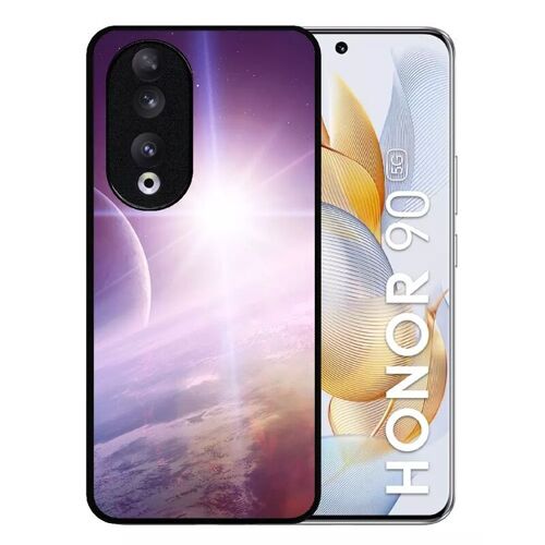 Coque Pour Honor 90 - Espace Terre - Silicone - Noir