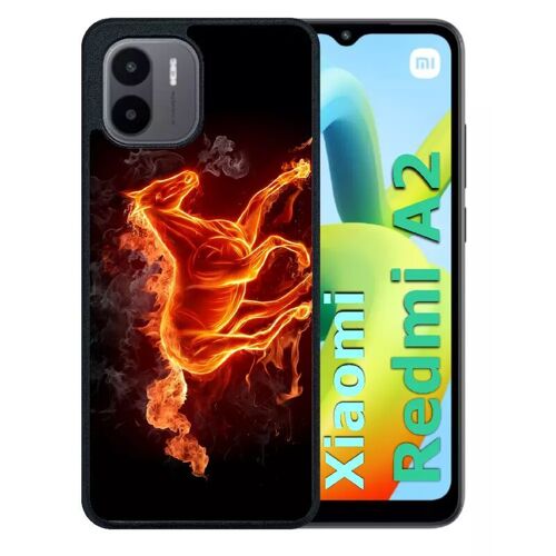 Coque Pour Redmi A2 - Cheval En Feu - Silicone - Noir