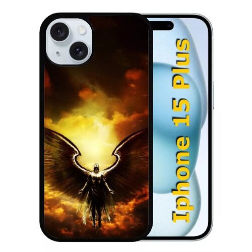 Coque Pour Iphone 15 Plus - Ange Flamme - Silicone - Noir