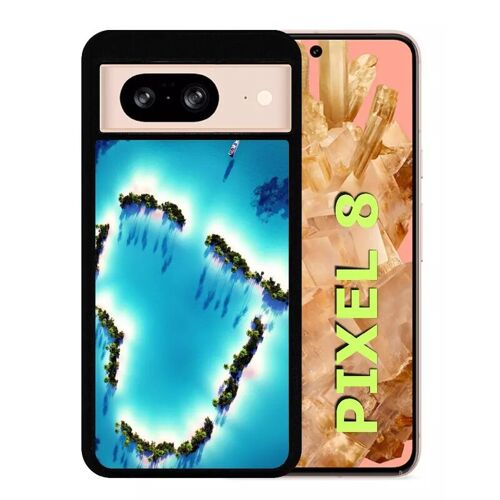 Coque Pour Pixel 8 - Coeur Plage - Silicone - Noir