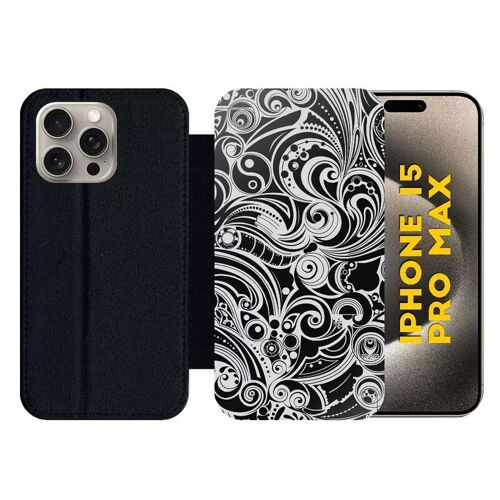 Etui À Rabat Pour Iphone 15 Pro Max - Baroque - Silicone - Noir