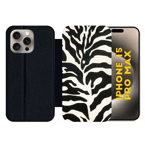 Etui À Rabat Pour Iphone 15 Pro Max - Zebré - Silicone - Noir