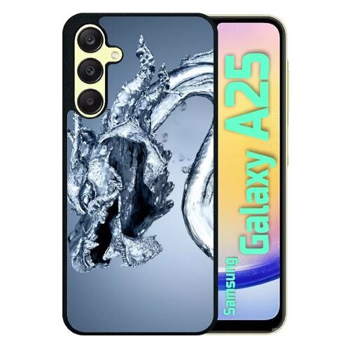 Coque Pour Galaxy A25 - Dragon Effet Eau - Silicone - Noir