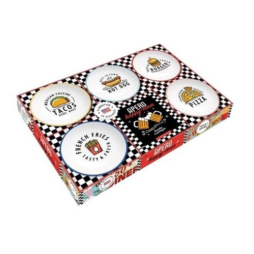 Apéro Happy Hour - Coffret Avec 5 Assiettes En Céramique