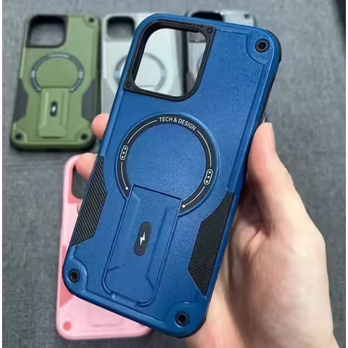 Coque Pour Iphone 14 Plus,Support Wireless Charging,Support Invisible,Coque De Protection Anti-Chute,Bleu