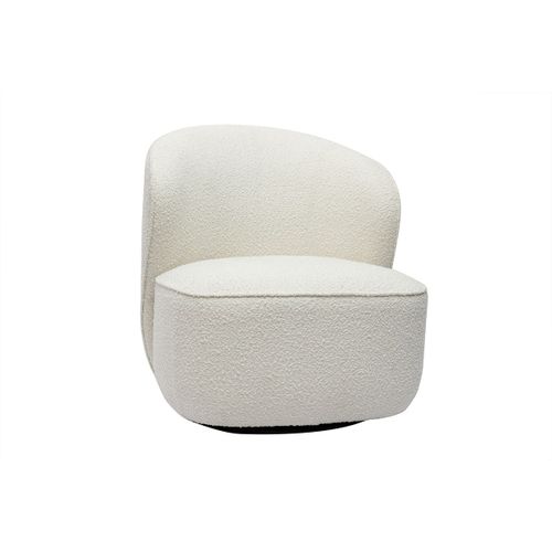 Fauteuil Design Pivotant En Tissu Effet Laine Bouclée Blanc Amber