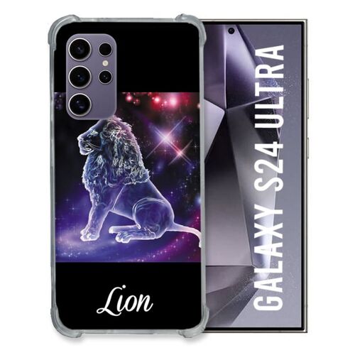 Coque Renforcée Compatible Magsafe Pour Samsung Galaxy S24 Ultra Signe Zodiaque 2 Lion