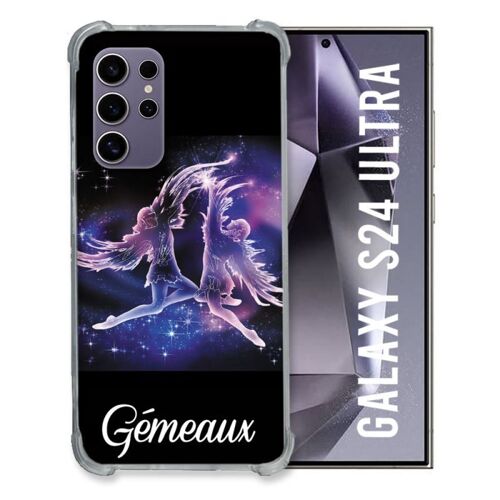 Coque Renforcée Compatible Magsafe Pour Samsung Galaxy S24 Ultra Signe Zodiaque 2 Gémeaux
