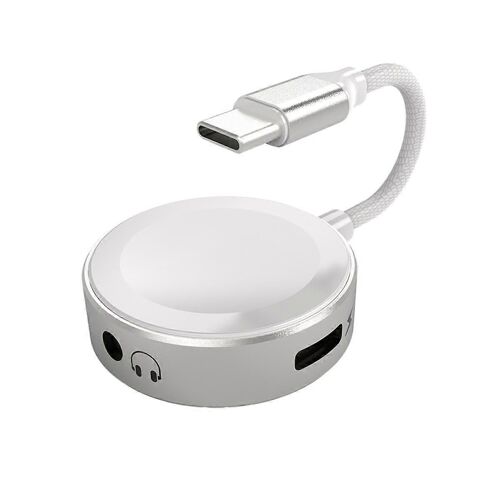 Adaptateur Typec Punk Headphone Converter Adaptateur plat PD60W Adaptateur de charge rapide Câble adaptateur 2 en 1, blanc