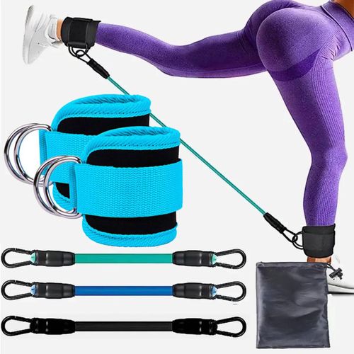 Bandes De Résistance Tpe,Sangles De Cheville,Ensemble De Fitness,Anneau En D,Poignets De Cheville,Équipement De Gymnastique De Yoga,Protection Des Jambes,Extensions De Sécurité-Blue-Rope-