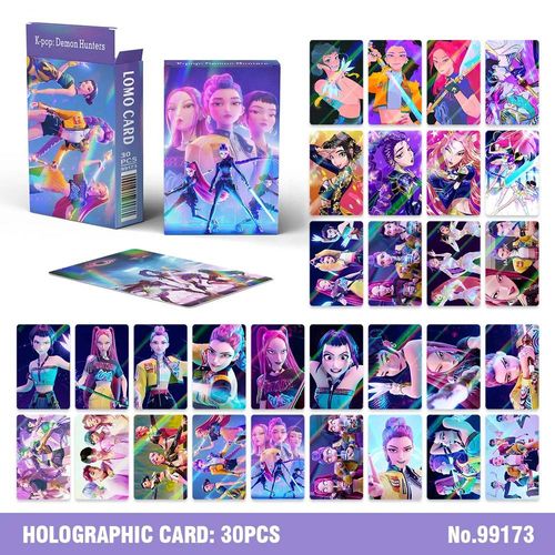 30 pièces Anime Laser carte Kpop démon chasseurs carte cartes photo recueillir cartes dessin animé Animation entourant Fans cadeaux-30pcs-Demon Hunters-