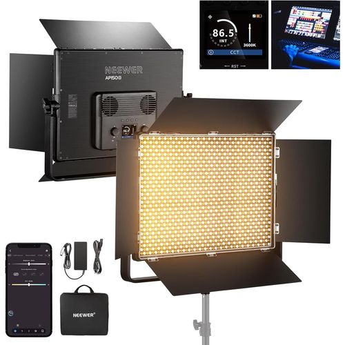 NEEWER Panneau Lumineux Vidéo LED Bicolore 150W, 1440 LED 49500Lux@0,5m 2500K-8500K CRI96+/TLCI97+ Luminosité 0-100% Contrôle APP/2,4G/ Panneau/DMX, Studio Photo Pro, Vidéo, Éclairage Scène, AP150B
