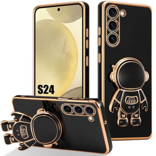 Coque avec Support pour Samsung Galaxy S24, Protection Anti-Rayures TPU Souple Space Man Astronaute - Noir - E.F.Connection