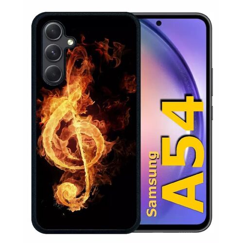 Coque Pour Galaxy A54 - Clef De Sol En Feu - Silicone - Noir