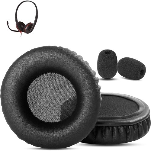 KAL-Prime Coussinets De Remplacement Compatible Avec Plantronics Blackwire C3220 Headphone Coussinets D'Oreille (Cuir Protéiné/Mousse À Mémoire De Forme)