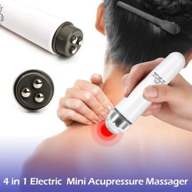 Mini Masseur Électrique 4 En 1 Pour Le Visage, Anti-Rides, Acupression Pour Soulager La Douleur, Appareil De Massage Facial Anti-Âge, Vibreur, Outil De Soin De La Peau, Blanc