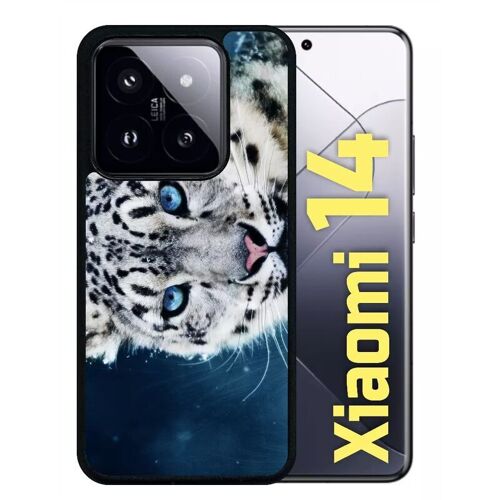 Coque Pour Redmi 14 - Tigre Blanc Yeux Bleus - Silicone - Noir
