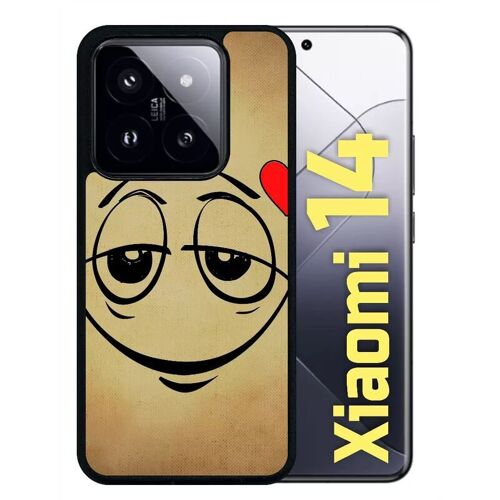 Coque Pour Redmi 14 - Smiley Amoureux - Silicone - Noir