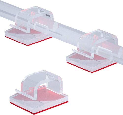 Clips De Câble, Connecteur De Cordon D'organisateur De Câble Adhésif, Gestion Durable Des Fils De Câble Forts Pour La Voiture, Le Bureau Et La Maison (Transparent) 50pcs