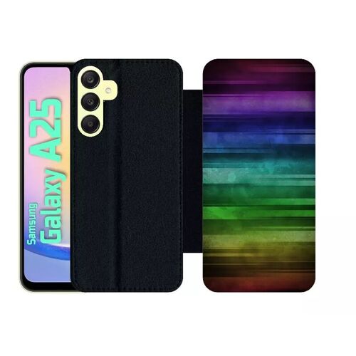 Etui À Rabat Pour Galaxy A25 - Drapeau Gay Pride Rainbow Grunge - Simili-Cuir - Noir