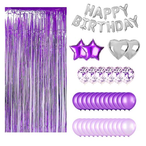 Décorations de fête de qualité supérieure 37pcs / ballons Set Purple Birthay Party