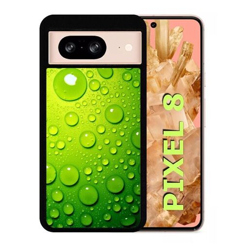 Coque Pour Pixel 8 - Goutte D Eau Verte - Silicone - Noir