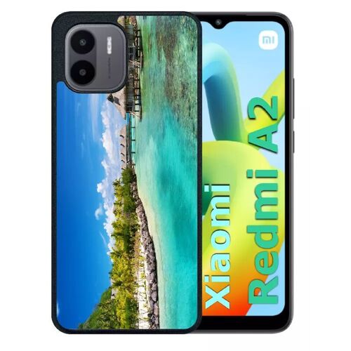 Coque Pour Redmi A2 - Cadre Paradisiaque Cases Sur Piloties - Silicone - Noir
