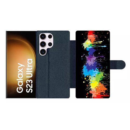 Etui À Rabat Pour Galaxy S23 Ultra - Pop Art Color Smash - Simili-Cuir - Noir