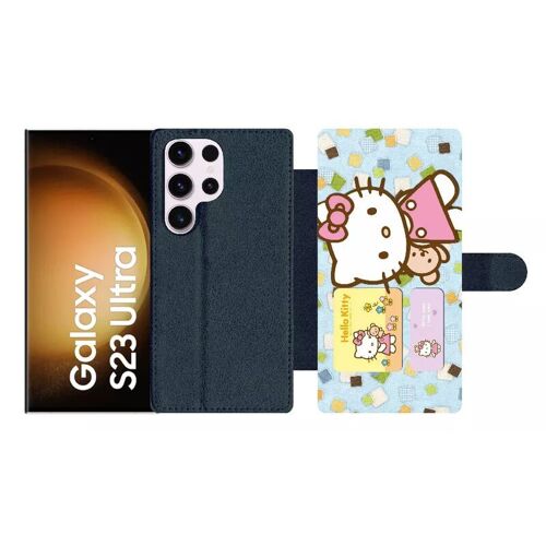 Etui À Rabat Pour Galaxy S23 Ultra - Hello Kitty I Love You - Simili-Cuir - Noir