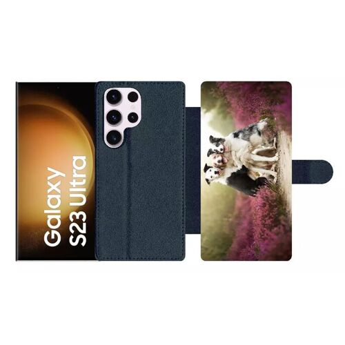 Etui À Rabat Pour Galaxy S23 Ultra - Trois Chiens Copains - Simili-Cuir - Noir