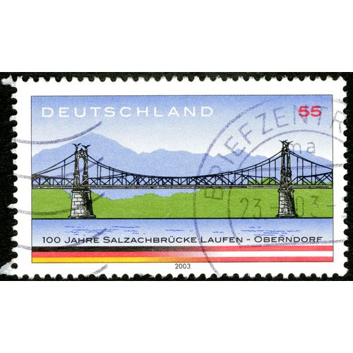 Timbre Oblitéré Deutschland, 100 Jahre Salzachbrücke Laufen - Oberndorf, 2003, 55