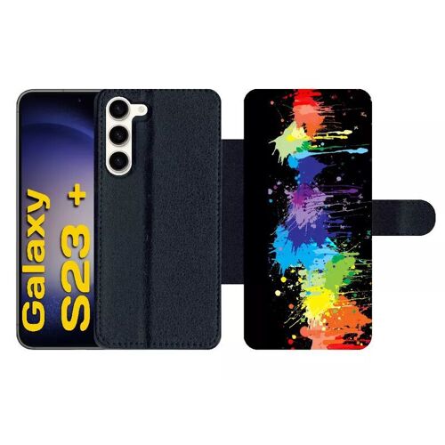 Etui À Rabat Pour Galaxy S23+ - Pop Art Color Smash - Simili-Cuir - Noir
