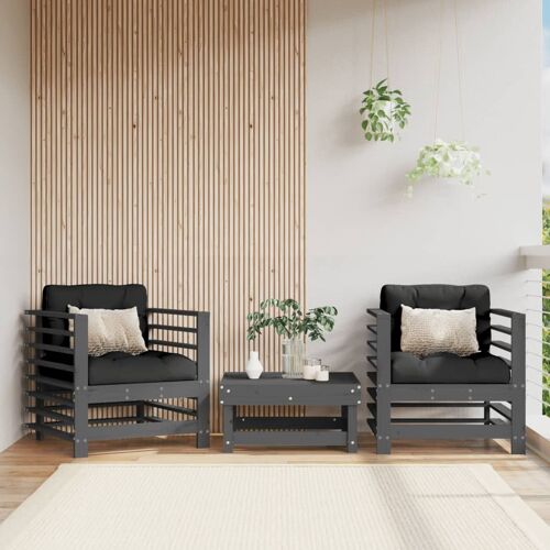 Vidaxl Chaises De Jardin 2 Pcs Gris Bois Massif De Pin