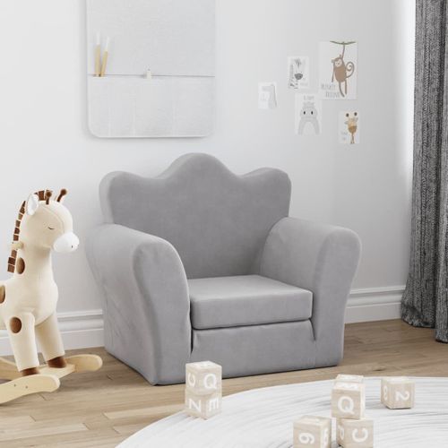 Vidaxl Canapé-Lit Pour Enfants Gris Clair Peluche Douce