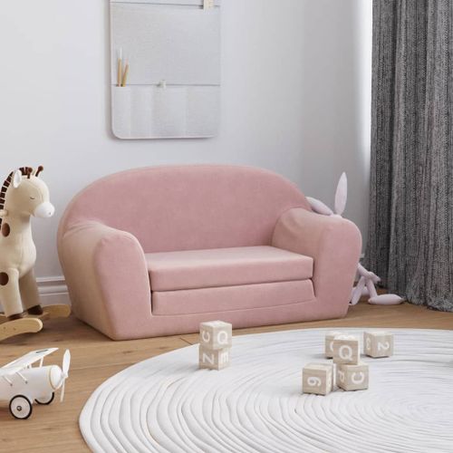 Vidaxl Canapé-Lit Pour Enfants 2 Places Rose Peluche Douce
