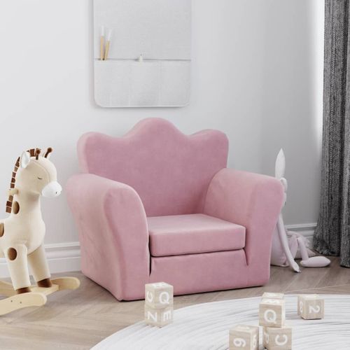 Vidaxl Canapé-Lit Pour Enfants Rose Peluche Douce