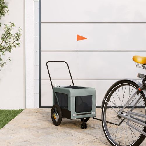 Vidaxl Remorque De Vélo Pour Animaux De Compagnie Gris Et Noir