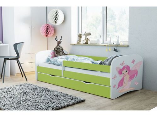 Lit Babydreams fée vert avec des papillons sans tiroir sans matelas 160/80