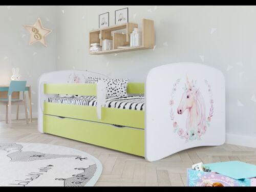 Lit Babydreams cheval vert avec un tiroir sans matelas 180/80