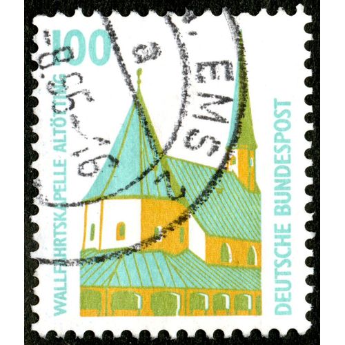 Timbre Oblitéré Deutsche Bundespost, Wallfahrtskapelle Altotting, 100