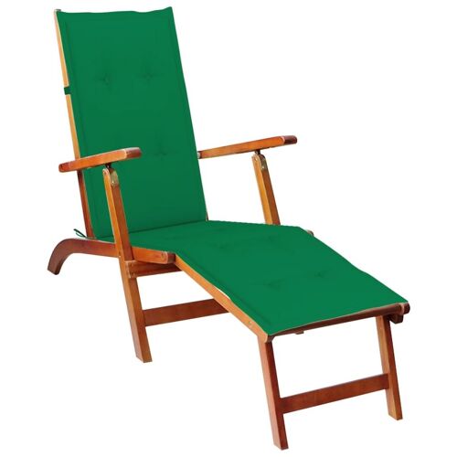 Transat Chaise Longue Bain De Soleil Lit De Jardin Terrasse Meuble D'extérieur Avec Repose-Pied Et Coussin Acacia Solide Helloshop26 02_0012582