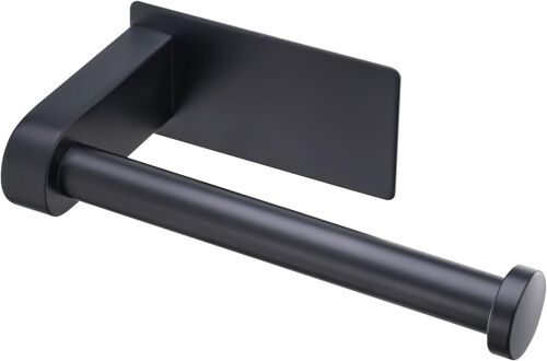 Porte-rouleau de papier toilette autocollant en acier inoxydable pour cuisine et salle de bain Noir