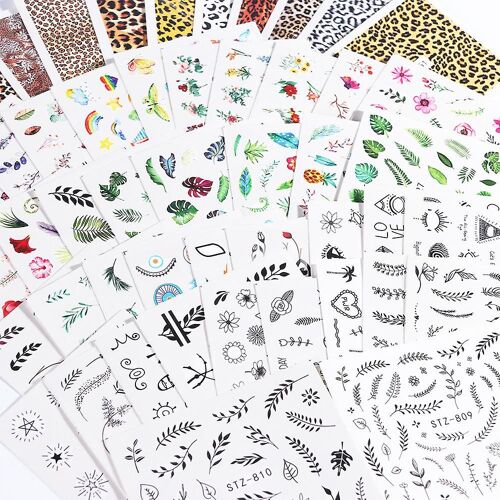 68 Feuilles Nail Art Autocollants Transfert D'eau Nail Sticke Nail Art Décoration 