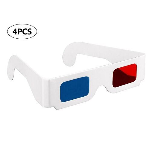 4pcs 3d Lunettes en carton Rouge &amp; Cyan Anaglyphe Blanc Carte Lunettes