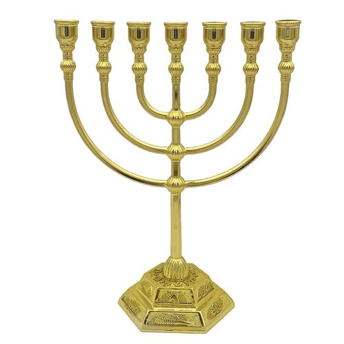 7 Branche Menorah Bougeoir Temple De Jérusalem 12 Tribus D'israël Menorah