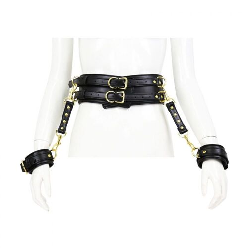 Menottes Ceinture Avec Liens Poignets Belt Wrist Noire Fukr