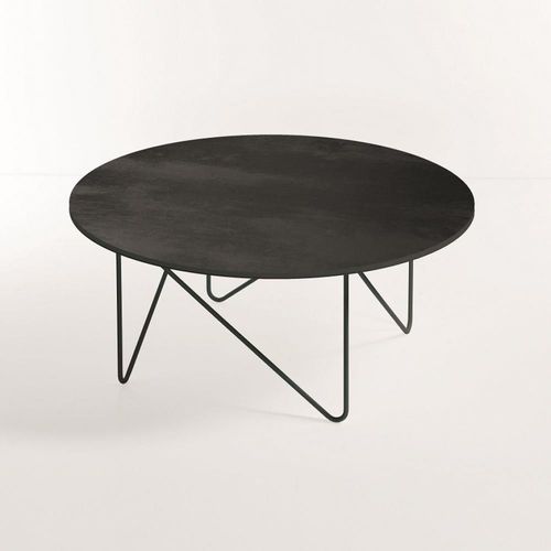 Table Basse Ronde Shape Pied Métal Plateau Stratifié Noir