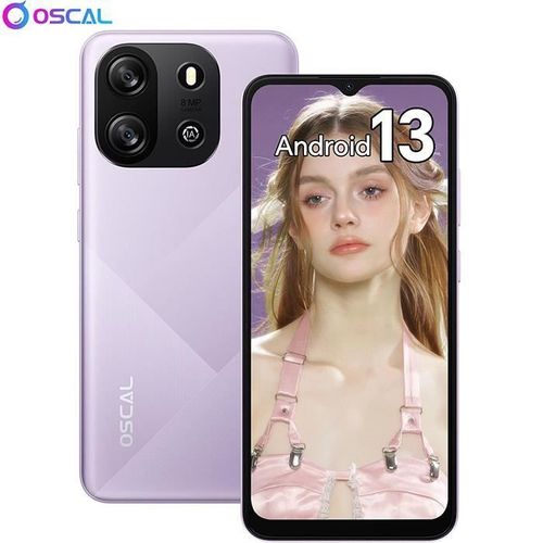 Téléphone Portable pas cher Oscal FLAT 1C 6,517 pouces 4Go+32Go-SD 1To 8MP+5MP 4700mAh Android 13 Dual SIM - Violet